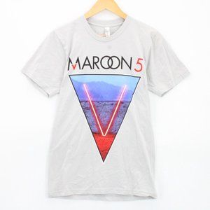 Maroon 5 Shirt Womens Gray Short Sleeve 2014 V Album Graphic Logo Cotton Small S